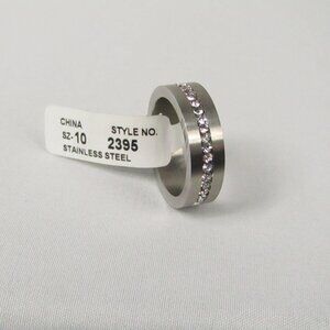 Stainless Steel | Cubic Zirconia | Men's | Size 10 | Wedding Band | New